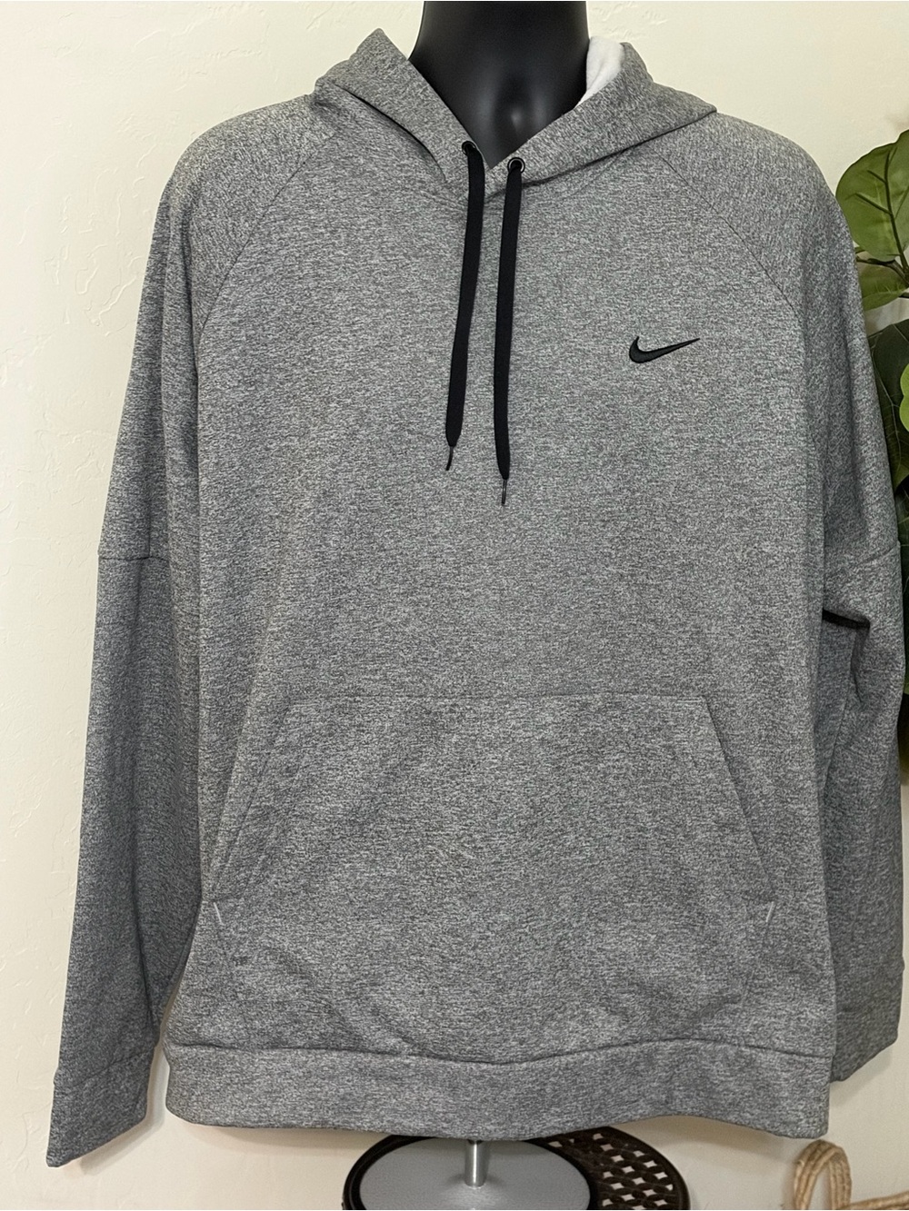 Nike Gray Heather Pullover Hoodie with Black Swoosh